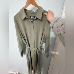DKNY long sleeve olive dress
